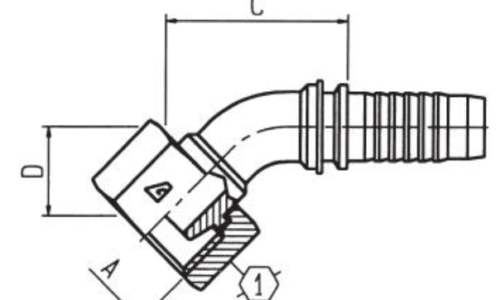 45 Deg Bend Metric Swivel Female Multiseal - DIN 3868 Solid Bent Tube