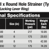Bauer Type Round Hole Strainer Specs
