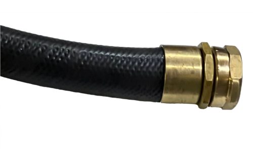 Mil-Spec Black EPDM Booster Hose. Black hose with gold fitting.